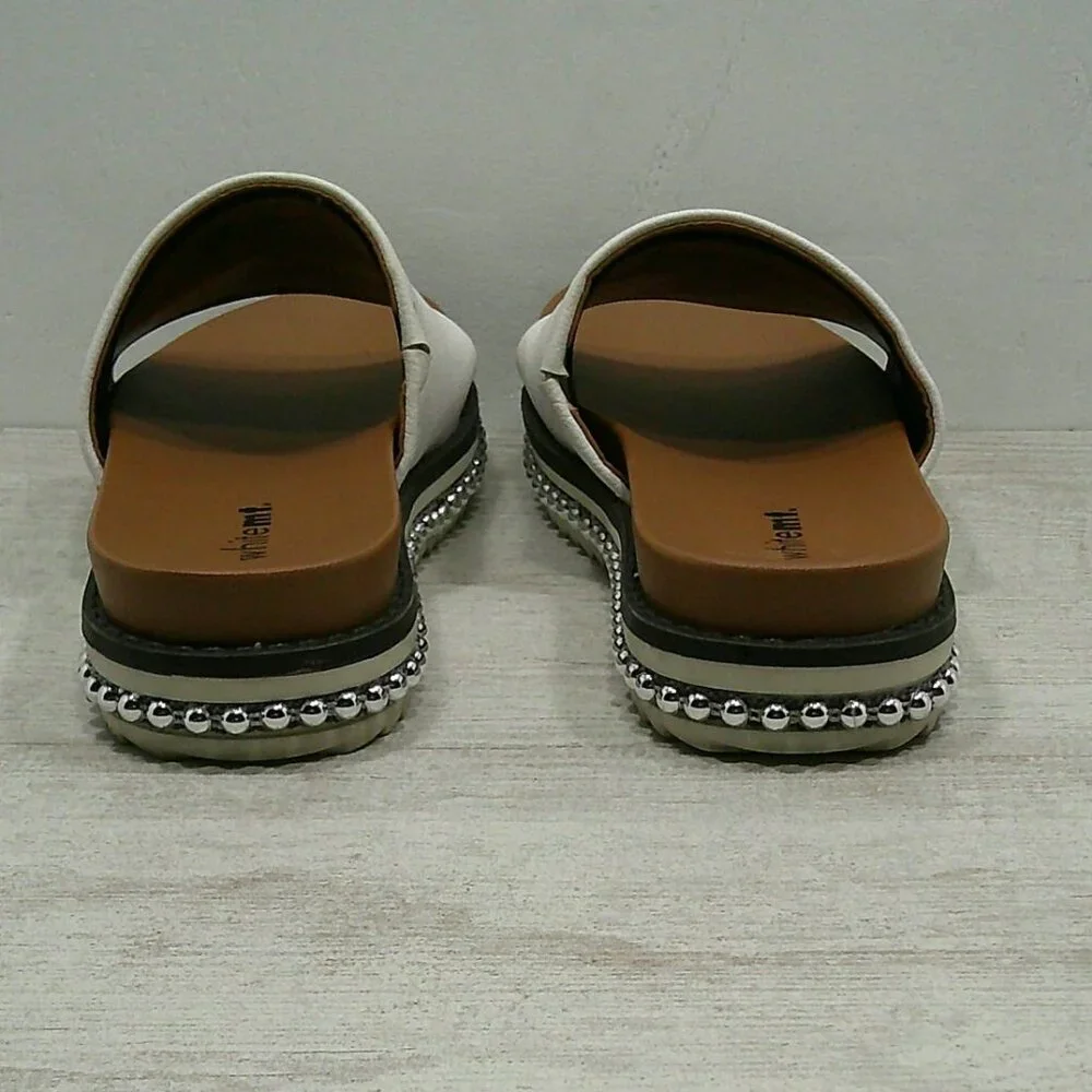 White Mt. Mountain Bronte Studded Platform Slide Mule Sandals Size 5.5 M